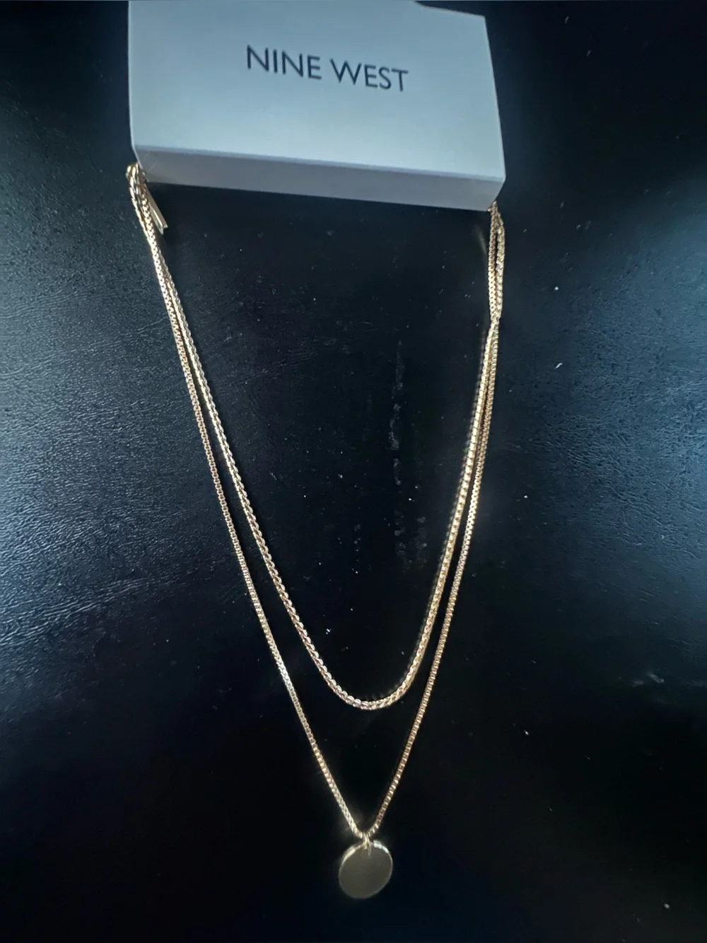 Nine West Gold-Tone Double Layer Disc Necklace